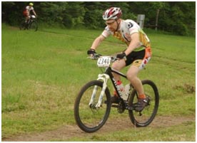 Larry racing his mountain bike.